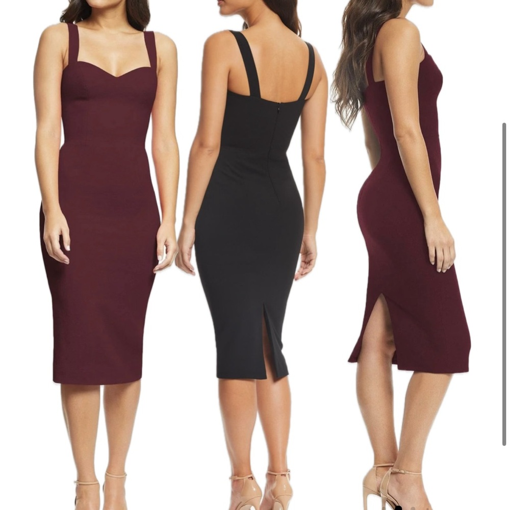 New Dress the Population Nicole Sweetheart Neck Cocktail Dress black slit small